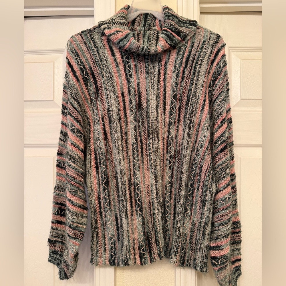 Knox Rose Multicolor Striped Cowl Neck Sweater